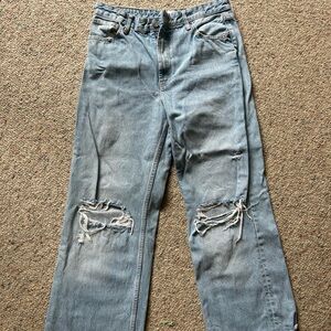 Zara ripped wide leg jeans